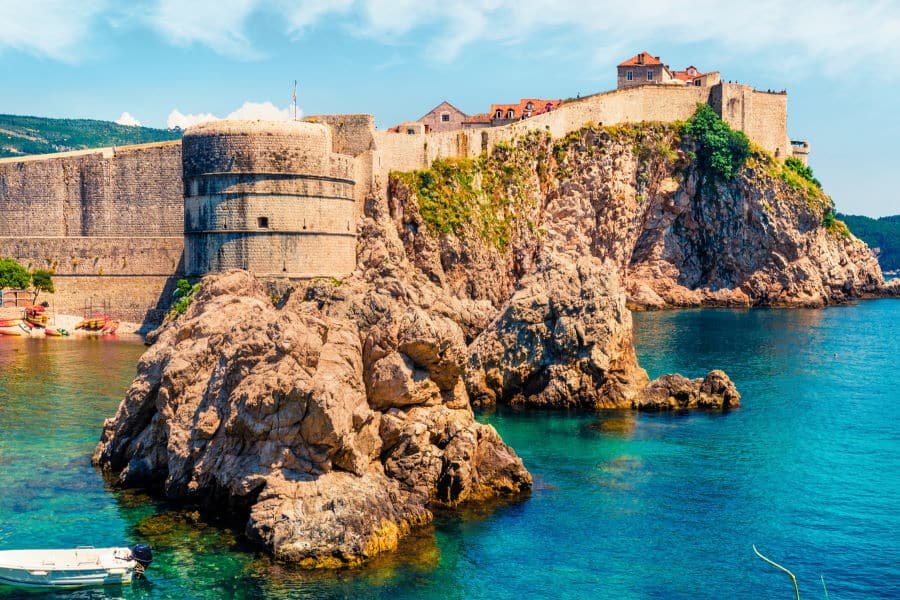 Attractive morning view of famous Fort Bokar in city of Dubrovnik. Bright summer seascape of Adriatic sea, Croatia, Europe. Beautiful world of Mediterranean countries. Architecture traveling background.