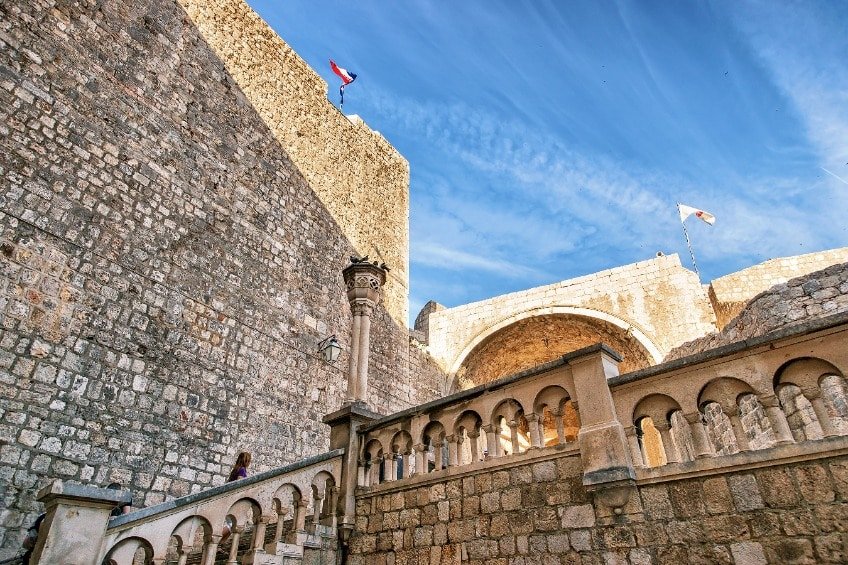 Steps at Pile gate in the Old city of Dubrovnik, Croatia