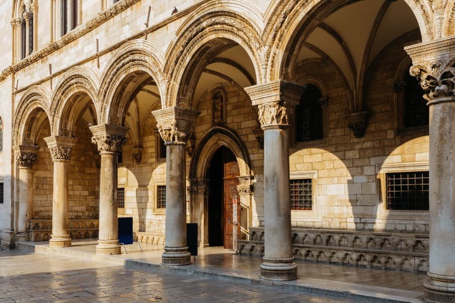 Gothic Rectors palace with Renaissance and arched constructions in Dubrovnik, Croatia.