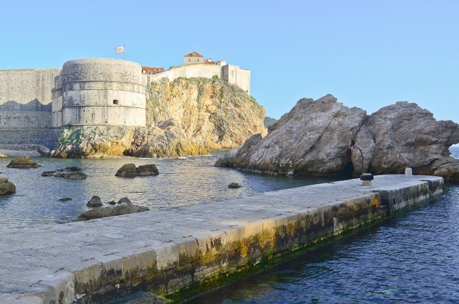 Gradac Park in Dubrovnik Croatia . Fountain in the coniferous park
